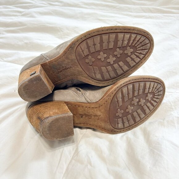 Sam Edelman Gray Suede Ankle Boots Block Heel Zip Up Western Bootie Size 8 - Picture 4 of 8